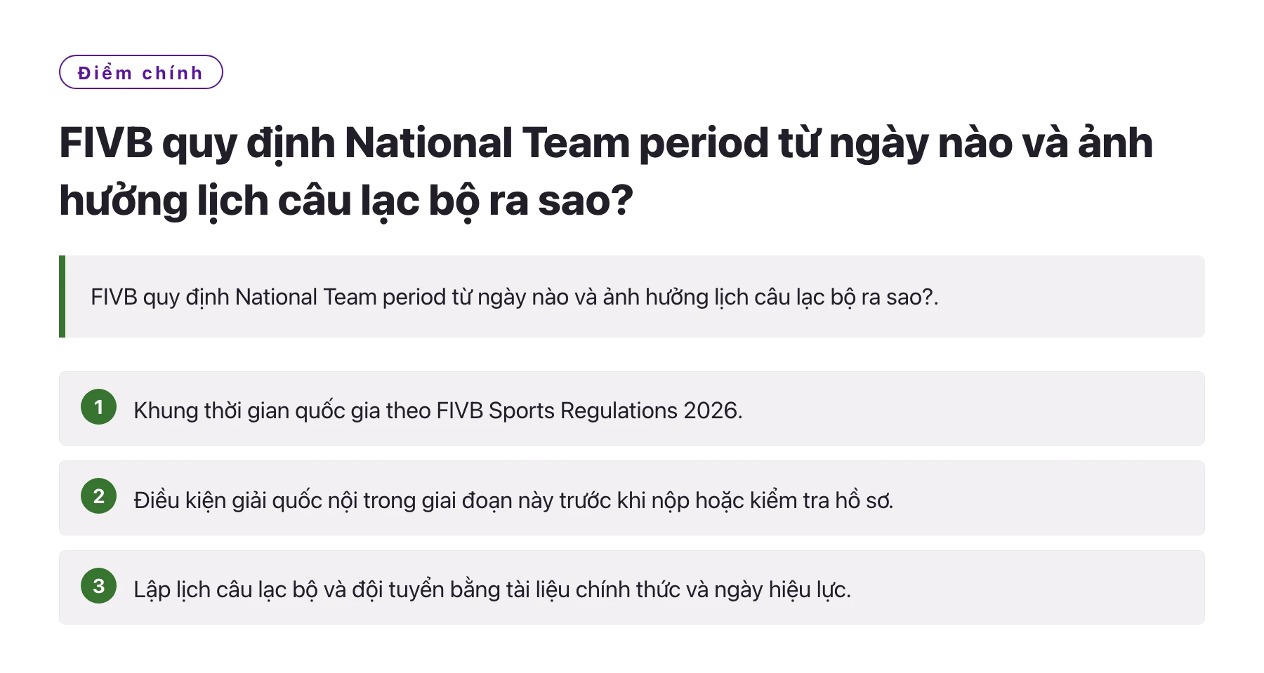 FIVB quy định National Team period từ ngày nào và ảnh hưởng lịch câu lạc bộ ra sao?——全文要点速览